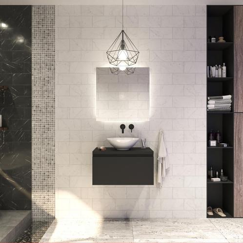 Badkamermeubelset Gliss Eros 80 cm Mat Zwart Met Waskom, Doe-het-zelf en Bouw, Sanitair, Bad, Nieuw, Ophalen of Verzenden