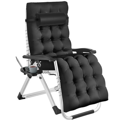 tectake Ligbed Cloud inklapbaar, traploos verstelbaar - zwar, Tuin en Terras, Overige Tuin en Terras, Verzenden