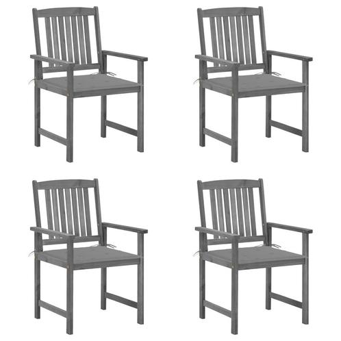 vidaXL Tuinstoelen 4 st met kussens massief acaciahout grijs, Tuin en Terras, Tuinstoelen, Nieuw, Verzenden
