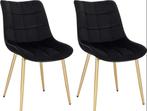 2x eetkamerstoelen - zwart met goud - fluweel metaal - set, Huis en Inrichting, Verzenden, Nieuw