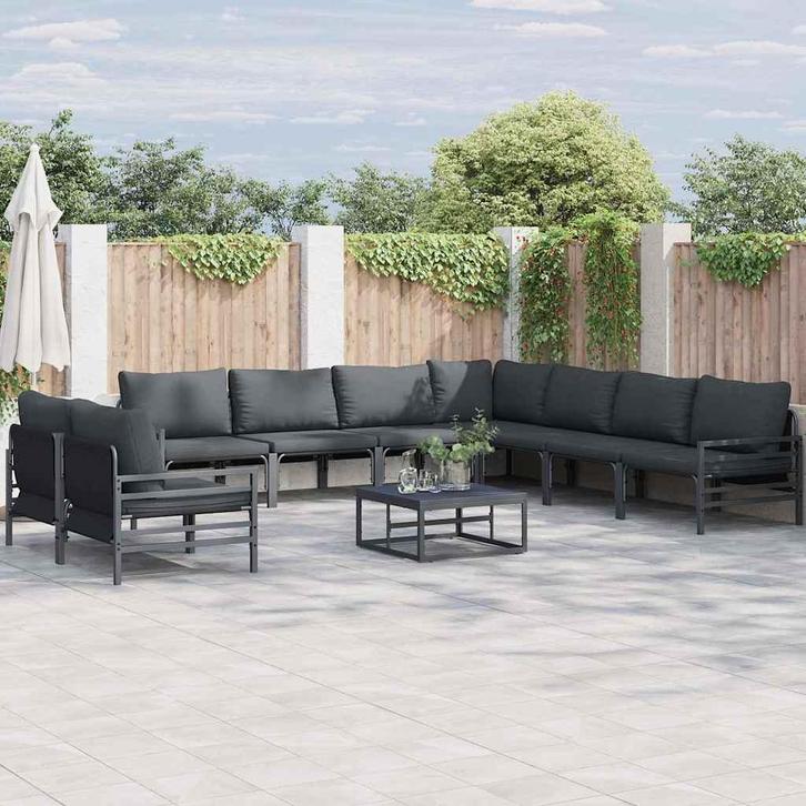 vidaXL Tuinbank Set Antraciet Staal, Tuin en Terras, Tuinsets en Loungesets, Nieuw, Verzenden