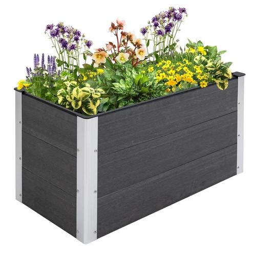 TRUUSK Verhoogde Plantenbak Grijs WPC + Aluminium - Weerbest, Tuin en Terras, Bloembakken en Plantenbakken, Verzenden