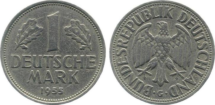 Duitsland Variante 1 Mark 1 Dm 1955 G ss mit Punkt J 385, Postzegels en Munten, Munten | Europa | Niet-Euromunten, België, Verzenden