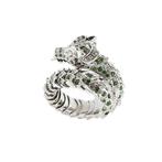 Statement ring - 18 karaat Witgoud Smaragd - Diamant - Maat, Handtassen en Accessoires
