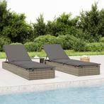 vidaXL Ligbed met tafel 1 st poly rattan grijs, Tuin en Terras, Verzenden, Nieuw