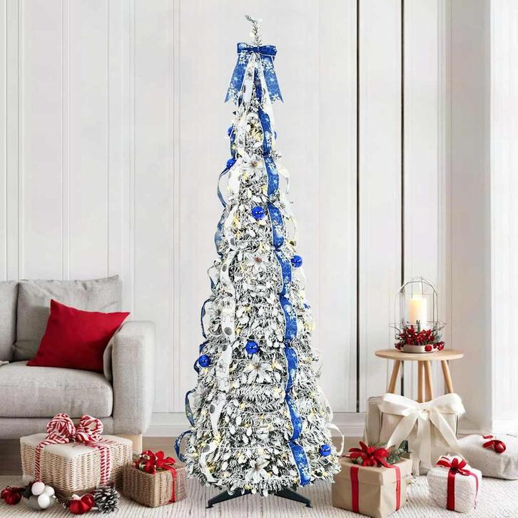 vidaXL Kunstkerstboom met 200 LED met standaard Groen 210 cm, Diversen, Kerst, Nieuw, Verzenden
