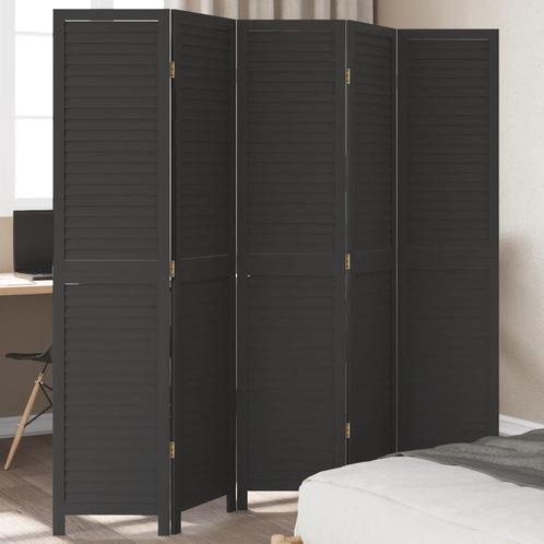 vidaXL Kamerscherm met 5 panelen massief paulowniahout zwart, Huis en Inrichting, Woonaccessoires | Overige, Nieuw, Verzenden