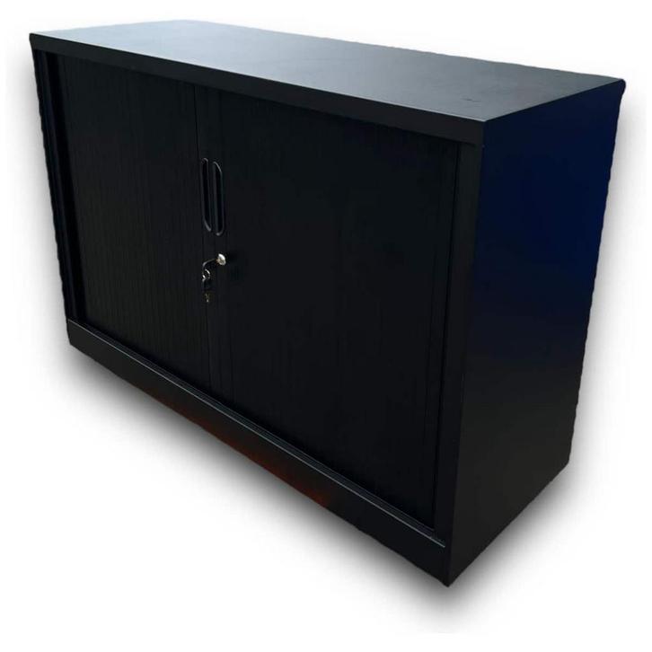 Roldeurkast mat zwart (80x120x45) - Incl. Slot En Legplank!, Huis en Inrichting, Kasten | Roldeurkasten en Archiefkasten, Met slot