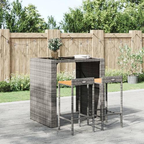 vidaXL Barkrukken 2 st poly rattan en massief acaciahout, Huis en Inrichting, Barkrukken, Nieuw, Verzenden
