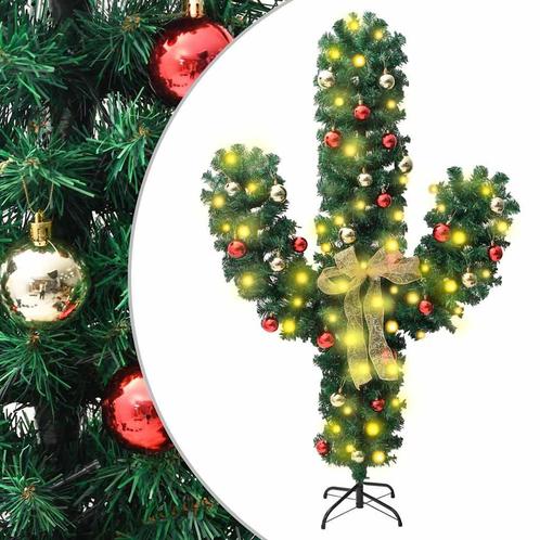 vidaXL Kerstcactus met standaard en LEDs 210 cm PVC groen, Diversen, Kerst, Nieuw, Verzenden