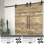 vidaXL Beslagsets voor schuifdeur 2 st 183 cm staal zwart, Verzenden, Nieuw