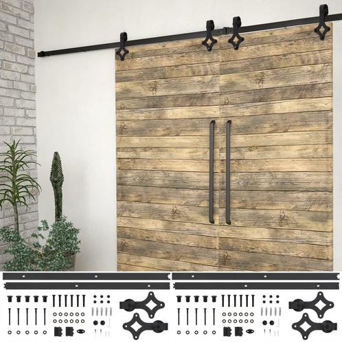 vidaXL Beslagsets voor schuifdeur 2 st 183 cm staal zwart, Doe-het-zelf en Bouw, Hang- en Sluitwerk, Nieuw, Verzenden