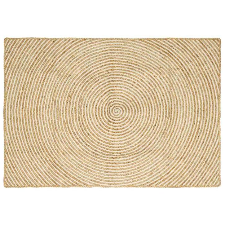 vidaXL Tapijt Natuurlijk en Wit 140 x 200 cm Jute, Maison & Meubles, Ameublement | Tapis & Moquettes, Envoi