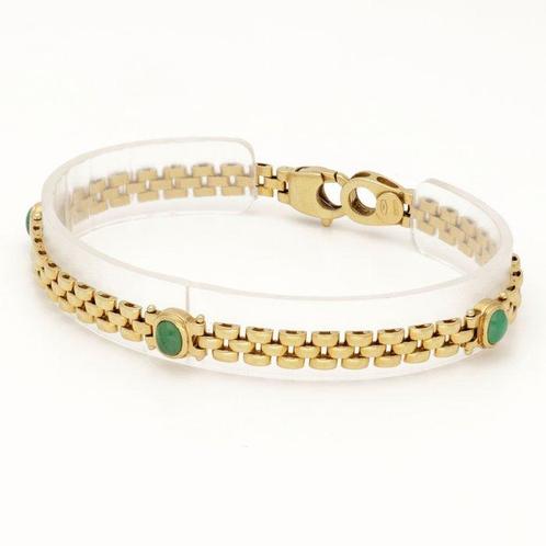 Bracelet - 18 carats Or jaune Jade, Handtassen en Accessoires, Antieke sieraden