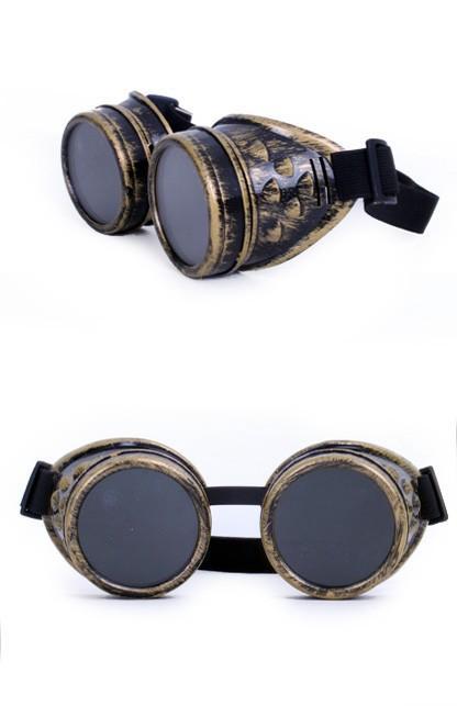 Goggles Steampunk Bril Brons Montuur Zonnebril Glazen Goud B, Hobby en Vrije tijd, Feestartikelen, Nieuw, Ophalen of Verzenden