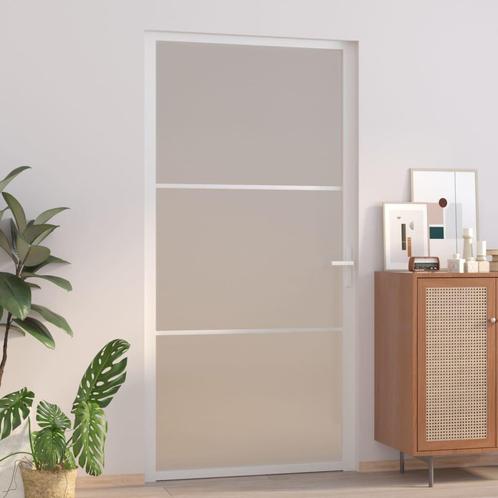 vidaXL Binnendeur 102,5x201,5 cm matglas en aluminium wit, Doe-het-zelf en Bouw, Deuren en Vliegenramen, Nieuw, Verzenden