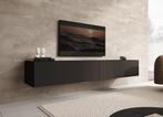 Meubella | TV-Meubel - Mat Zwart - 200cm | Staand of hangend, Huis en Inrichting, Kasten |Televisiemeubels, Overige materialen