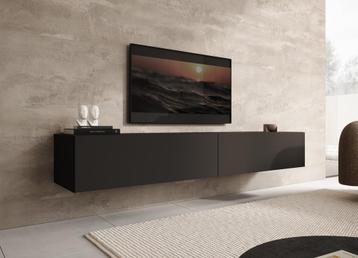 Meubella | TV-Meubel - Mat Zwart - 200cm | Staand of hangend beschikbaar voor biedingen