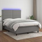 vidaXL Boxspring met matras en LED stof donkergrijs 140x200, Verzenden, Nieuw