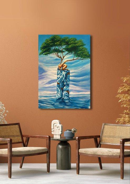 Renier C. (XX) - Oasis inesperado. Paisaje, Antiek en Kunst, Kunst | Schilderijen | Modern