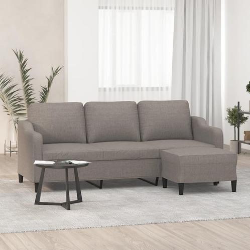 vidaXL Driezitsbank met voetenbank 180 cm stof taupe, Huis en Inrichting, Zetels | Zetels, Nieuw, Verzenden