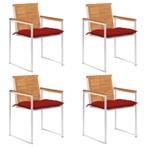 vidaXL Tuinstoelen 4 st met kussens massief acaciahout, Tuin en Terras, Tuinstoelen, Verzenden, Nieuw