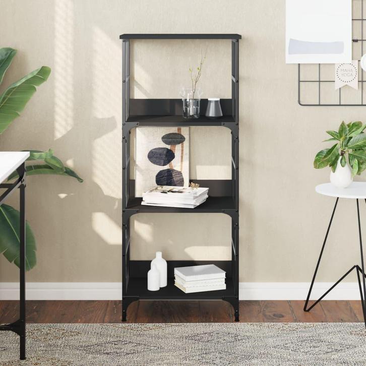 vidaXL Boekenrek 50x33x117,5 cm bewerkt hout zwart, Huis en Inrichting, Kasten | Boekenkasten, Nieuw, Verzenden