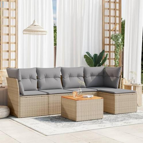 vidaXL Salon de jardin avec coussins 6pcs mélange beige, Tuin en Terras, Tuinsets en Loungesets, Verzenden