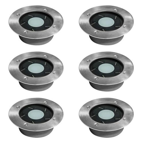 Buitenverlichting zonne-energie Set 6 stuks Puck grondspot s, Tuin en Terras, Buitenverlichting, Verzenden