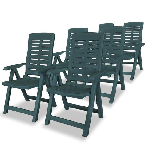 vidaXL Tuinstoelen 6 st verstelbaar kunststof groen, Tuin en Terras, Tuinstoelen, Nieuw, Verzenden
