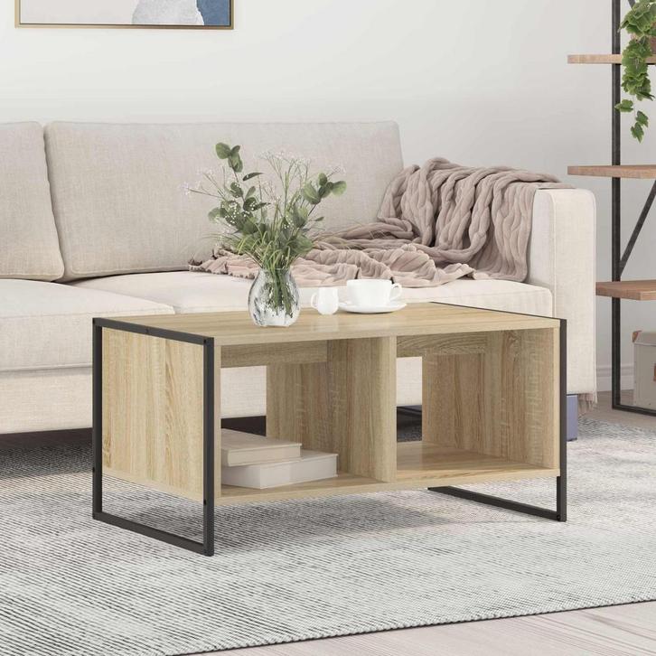 vidaXL Salontafel Sonoma 80 x 50 x 40 cm Bewerkt hout, Huis en Inrichting, Tafels | Salontafels, Nieuw, Verzenden