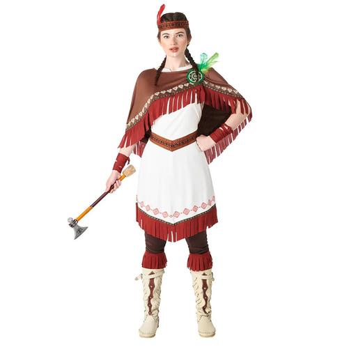 Indiaan Jurk Wit Rood Dames, Kleding | Dames, Carnavalskleding en Feestkleding, Nieuw, Verzenden