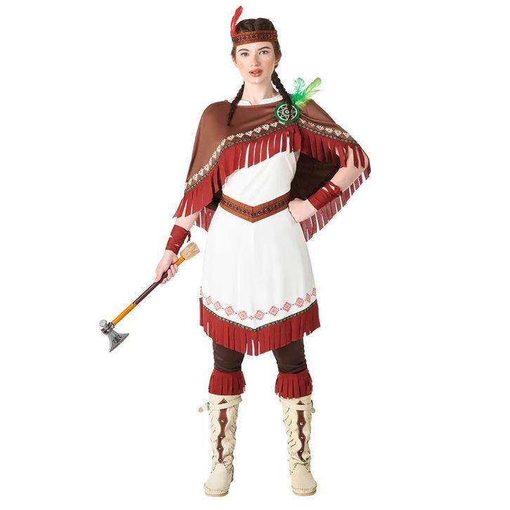 Indiaan Jurk Wit Rood Dames, Kleding | Dames, Carnavalskleding en Feestkleding, Nieuw, Verzenden