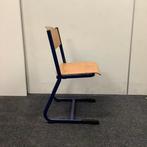 Schoolstoel met sledeframe, zithoogte 45 cm, hout - blauw, Huis en Inrichting, Stoelen, Gebruikt, Eén, Hout