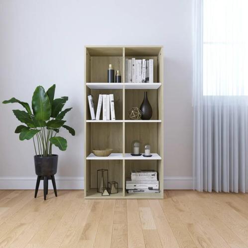 vidaXL Boekenkast/dressoir 66x30x130 cm hout wit en sonoma, Huis en Inrichting, Kasten | Boekenkasten, Nieuw, Verzenden