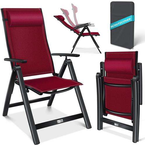 Tuinstoel - bordeaux rood met zwart - armleuning -, Tuin en Terras, Tuinsets en Loungesets, Verzenden