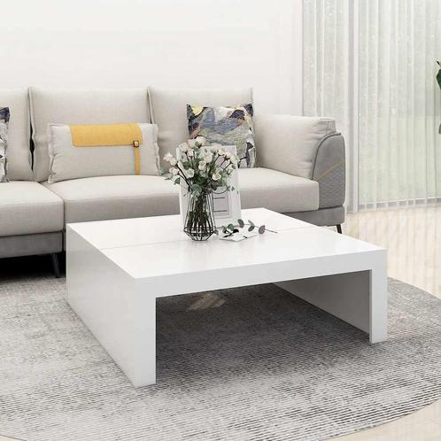 vidaXL Salontafel 100x100x35 cm bewerkt hout wit, Huis en Inrichting, Tafels | Salontafels, Nieuw, Verzenden