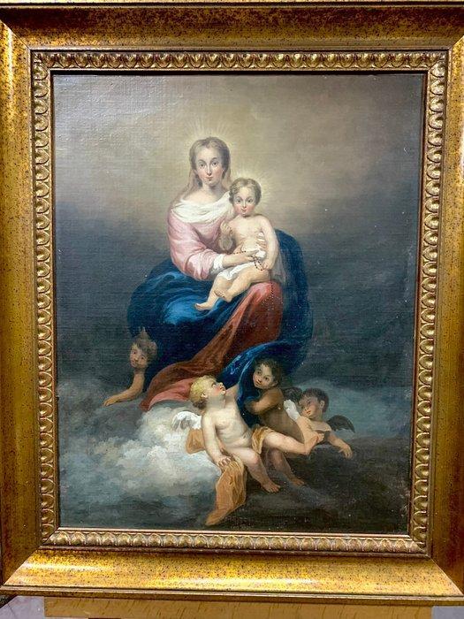 Italiaanse school (XIX) - Madonna con Bambino e angeli, Antiek en Kunst, Kunst | Schilderijen | Klassiek