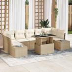 vidaXL 8-delige tuinbankset met kussens in beige poly riet, Verzenden, Nieuw