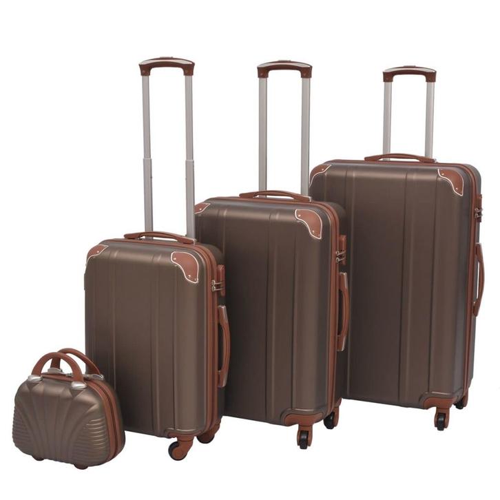 vidaXL Harde rolkoffer set bruin 4-dlg, Handtassen en Accessoires, Koffers, Nieuw, Verzenden