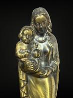 sculptuur, Maagd Maria met kind - 19e eeuw - 14 cm - Messing