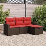 vidaXL 4-delige Loungeset met kussens poly rattan bruin, Verzenden, Nieuw, Loungeset