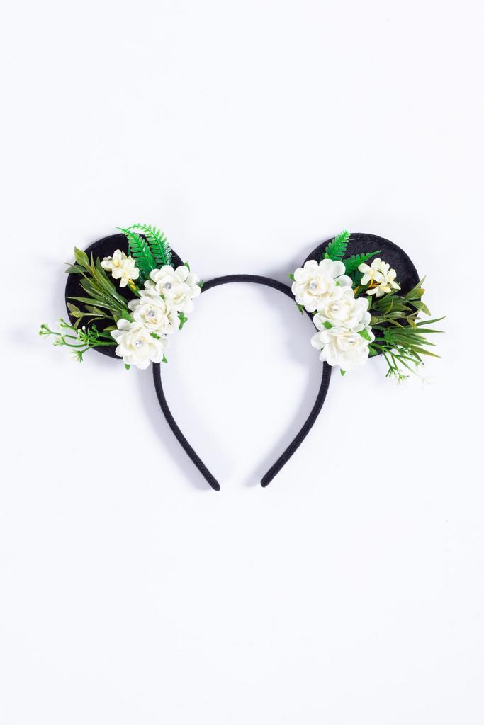 Haarband Mouse Oortjes Bloemetjes Wit Strass Steentjes Diama, Kleding | Dames, Carnavalskleding en Feestkleding, Nieuw, Ophalen of Verzenden