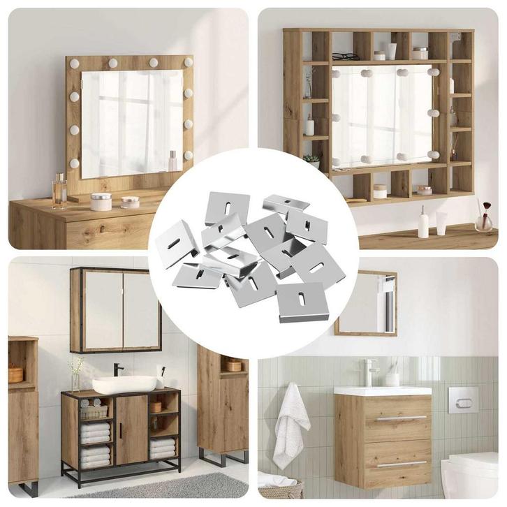 vidaXL Spiegel Steun 340 pcs Nikkel 35 x 30 x 8,3 mm Staal, Doe-het-zelf en Bouw, Hang- en Sluitwerk, Nieuw, Verzenden