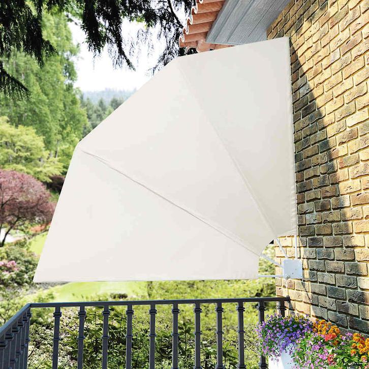 vidaXL Balkonscherm inklapbaar 210x210 cm crème, Tuin en Terras, Parasols, Nieuw, Verzenden