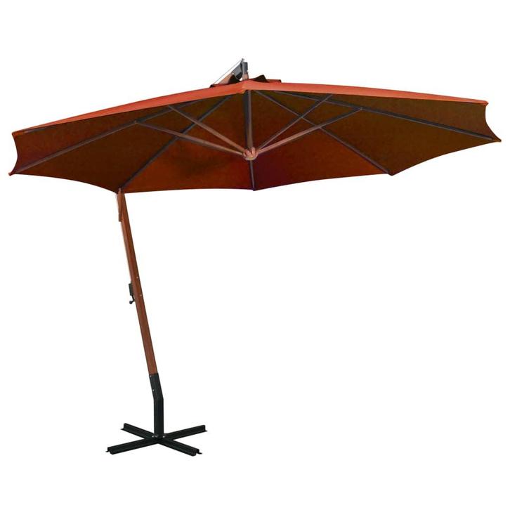 vidaXL Zweefparasol met paal 3,5x2,9 m massief vurenhout, Tuin en Terras, Parasols, Nieuw, Verzenden