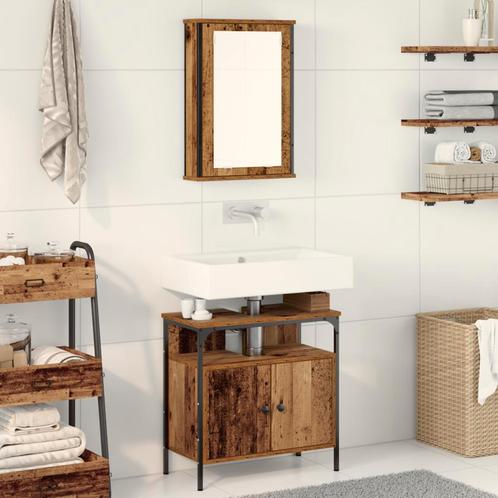 vidaXL 2-delige badkamermeubelset oud hout gefabriceerd hout, Huis en Inrichting, Badkamer | Badkamermeubels, Nieuw, Verzenden