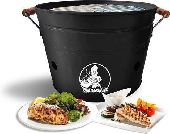 Draagbare Emmer Houtskool BBQ - Ø38 cm - zwart - Compacte.., Tuin en Terras, Houtskoolbarbecues, Nieuw, Verzenden
