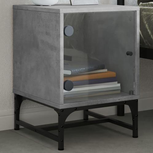 vidaXL Nachtkastje met glazen deur 35x37x50 cm betongrijs, Huis en Inrichting, Slaapkamer | Nachtkastjes, Nieuw, Verzenden