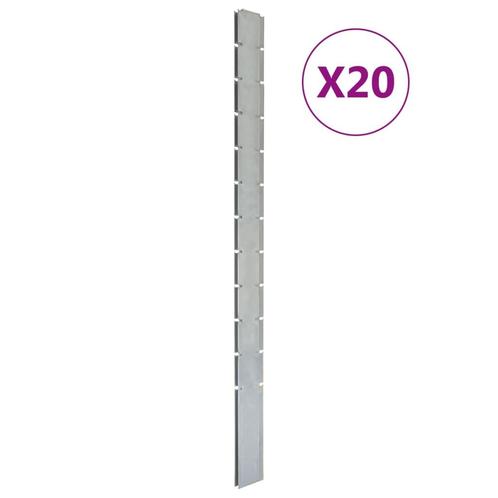 vidaXL Poteaux de clôture 20 pcs argenté 280 cm acier, Jardin & Terrasse, Poteaux, Poutres & Planches, Neuf, Envoi
